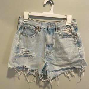 American Eagle High Waisted Jean Shorts Womens Size 6 Distressed Frayed